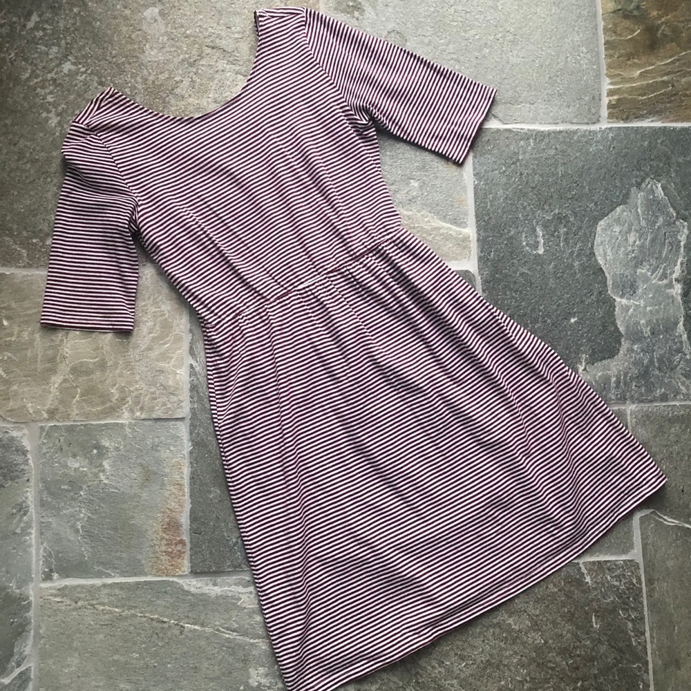5/$25 Burgundy striped dress Girls 14 or women XS